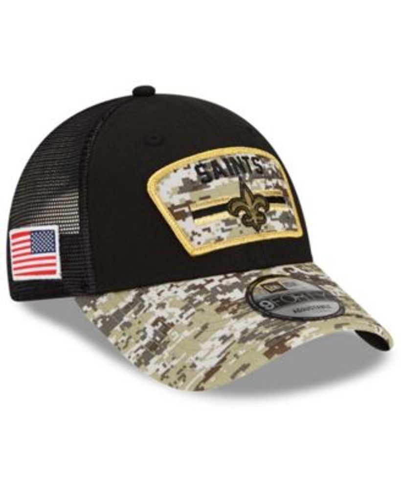 New Era Men's Black-Camouflage New Orleans Saints 2021 Salute To Service  Trucker 9FORTY Snapback Adjustable Hat