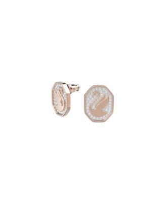 Signum Stud Earrings Swan with White Crystals