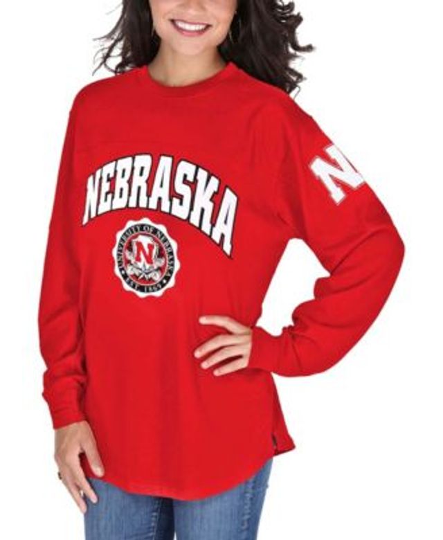 Nebraska Huskers Women's Ombre Long Sleeve Dip-Dyed Spirit Jersey - Scarlet