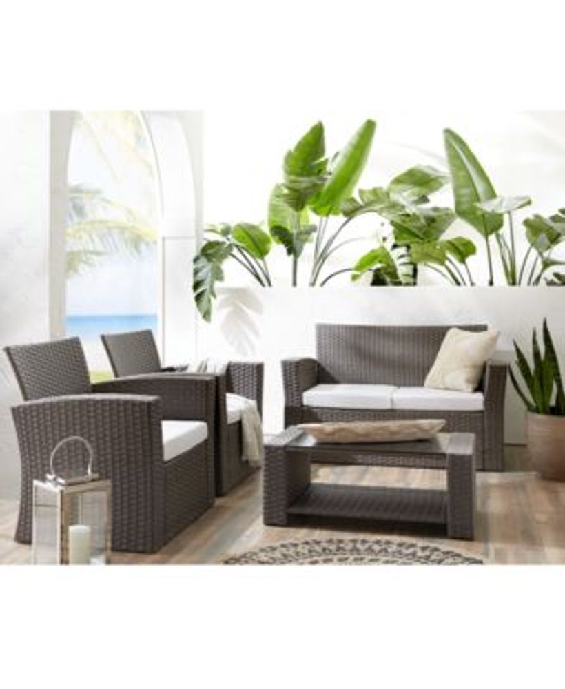 4-Piece Conversation Sofa Set with Cushions