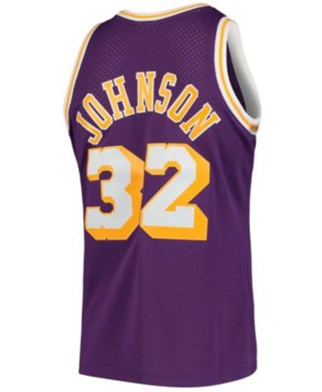 Magic Johnson Los Angeles Lakers Men's 1984 Fadeaway Swingman Jersey  Black/Purple (Large)