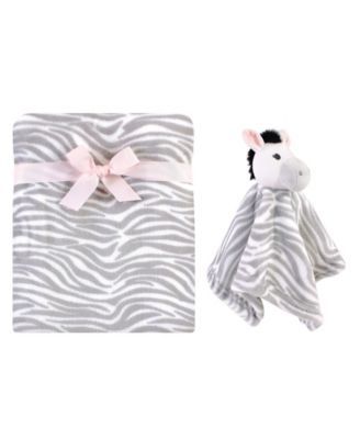 Baby Girls Plush Blanket with Security Blanket, Set of 2