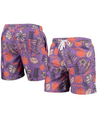 Men's Purple Clemson Tigers Vintage-Like Floral Swim Trunks