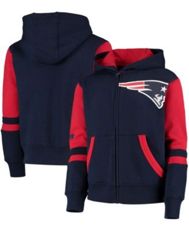 Youth Navy/Red New England Patriots Poster Board Full-Zip Hoodie