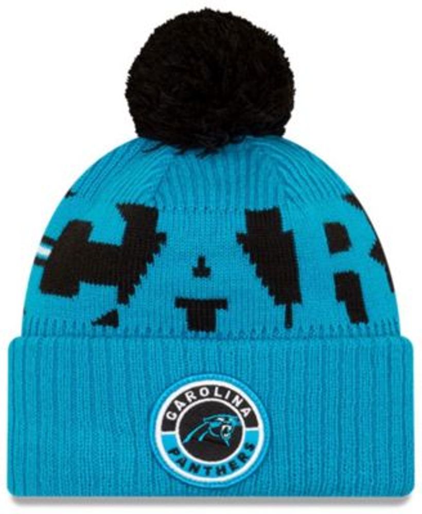 New Era Carolina Panthers Blue Patch Cuffed Knit Hat with Pom