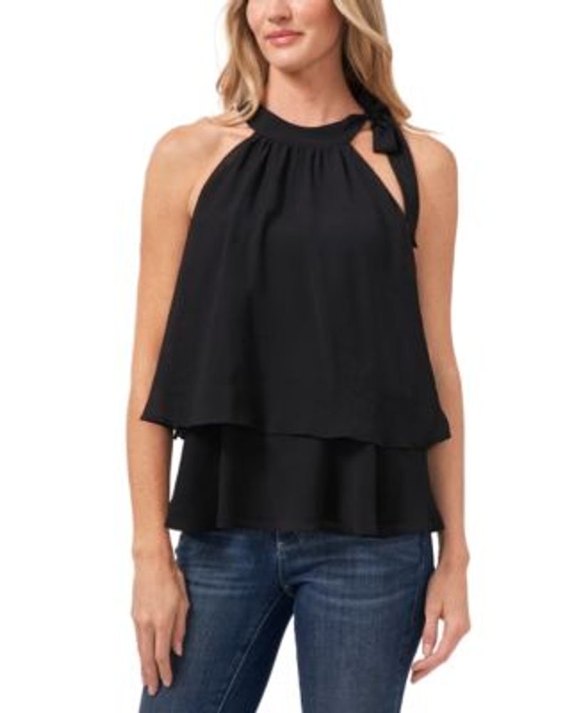 CeCe Women's Tiered Tie-Neck Sleeveless Halter Blouse | Dulles Town Center