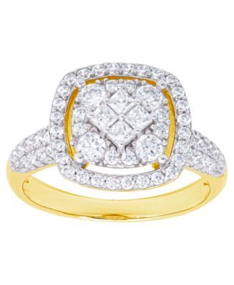 Cubic Zirconia Cushion Ring Fine Gold Plate or Silver