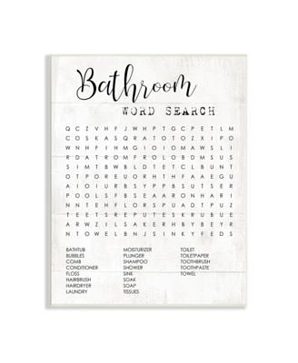 Bathroom Word Search Fun Family Word Design Wall Plaque Art, 10" x 15"