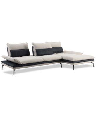 Evanora 2-Pc. Fabric & Leather Sectional, Created for Macy's