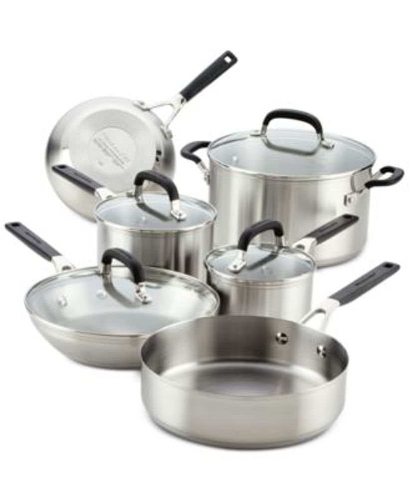 Heavy Duty Stainless Steel Cookware 10 Piece Set - Silver