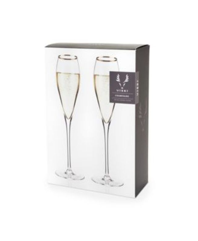 JoyJolt Set of 2 Meadow Butterfly Crystal Champagne Flutes 