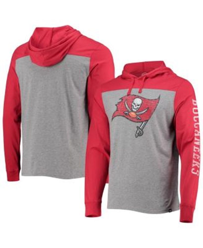 47 Brand Men's Heathered Gray, Red Tampa Bay Buccaneers Franklin Wooster  Long Sleeve Hoodie T-shirt