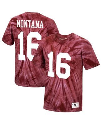 Men's San Francisco 49ers Joe Montana Mitchell & Ness Black/Red Retired  Player Name & Number Diagonal Tie-Dye V-Neck T-Shirt in 2023