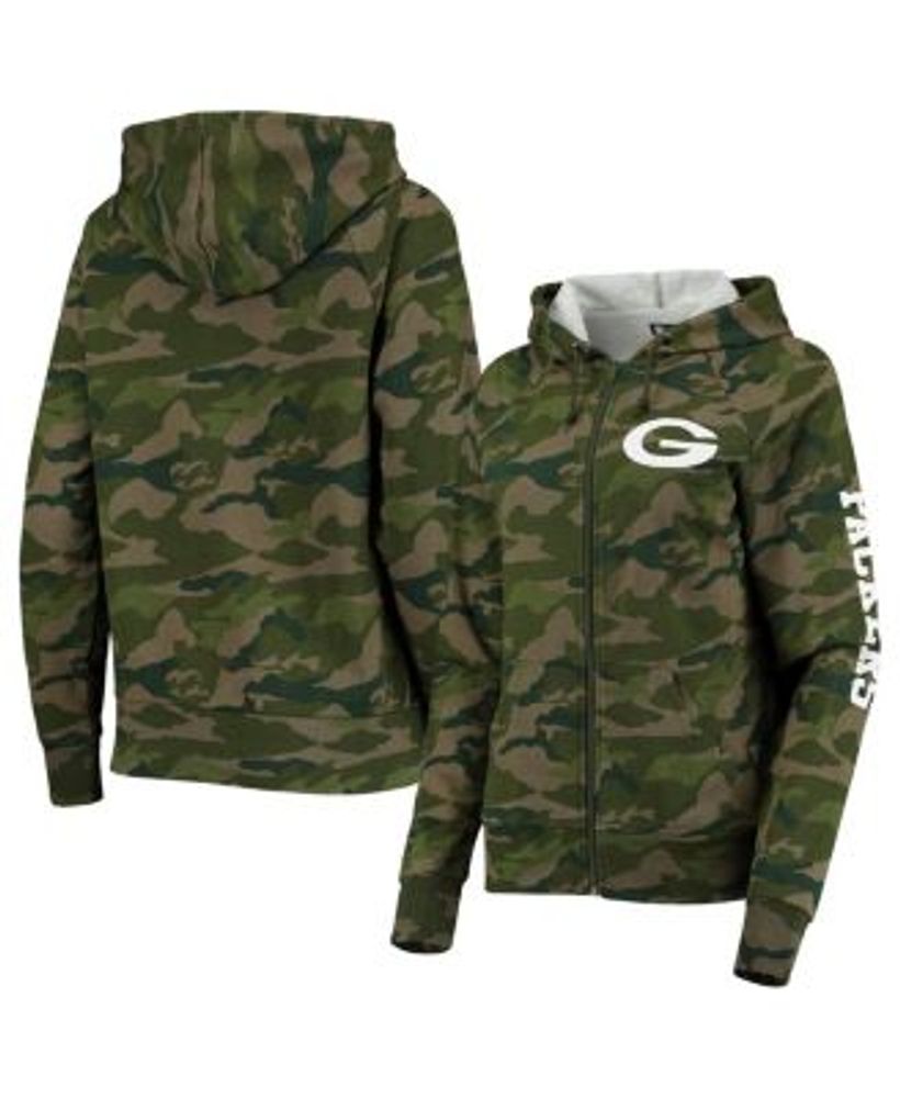 Women's New Era Camo Green Bay Packers Raglan Full-Zip Hoodie 