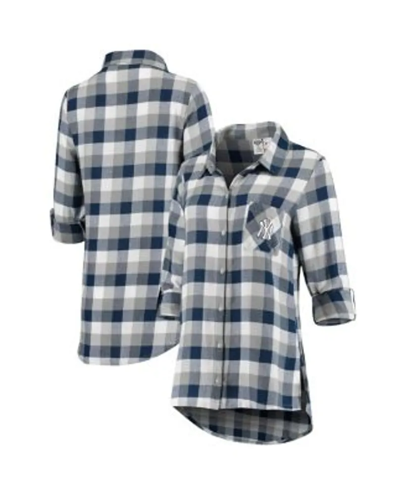 Chicago Cubs Women's Flannel Button-Up Long Sleeve Shirt - Royal