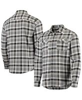 Women's Antigua Black/Gray Pittsburgh Steelers Ease Flannel Button-Up Long  Sleeve Shirt