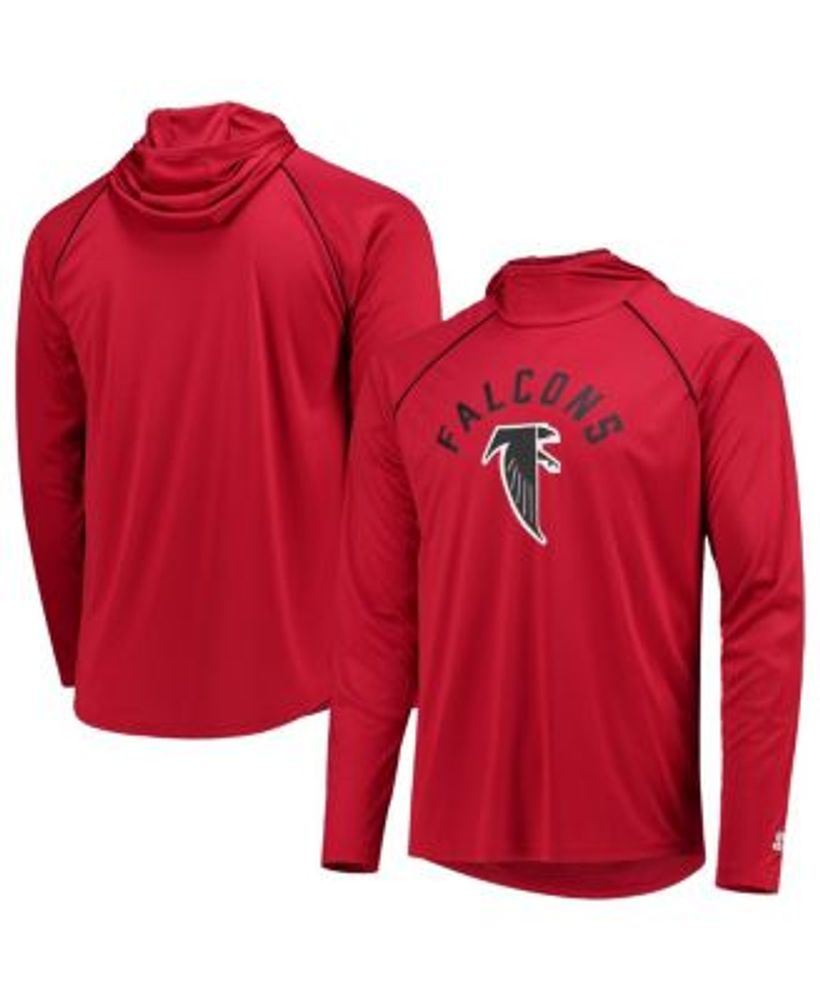 Starter Men's Red Atlanta Falcons Throwback Raglan Hoodie Long Sleeve  T-shirt