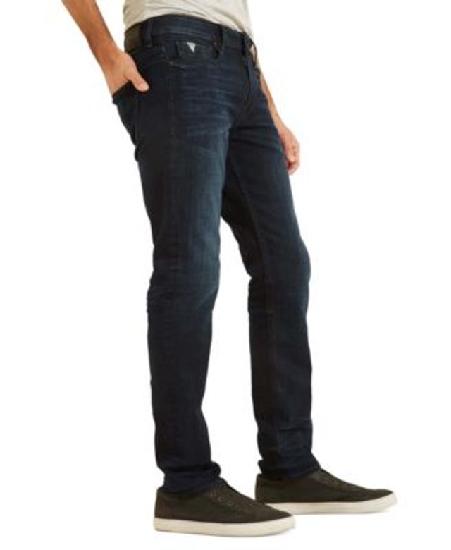 Slim Built-In Flex Rip & Repair Plaid Patch Jeans for Men