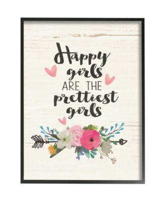 Happy Girls Prettiest Black Framed Giclee Texturized Art, 24" x 30"