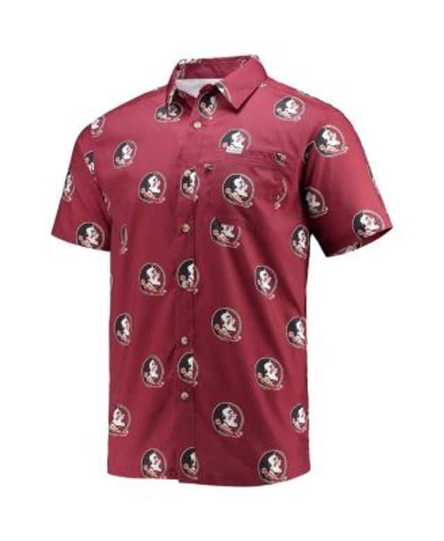 Columbia Men's Florida State Seminoles Garnet Super Slack Button Down Shirt, Small, Red