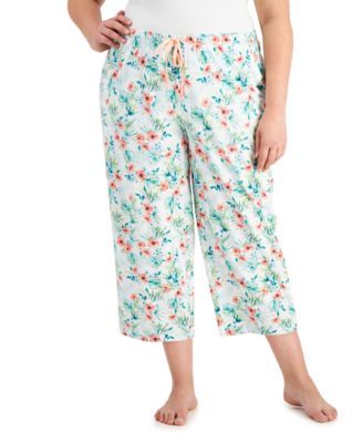 Plus Cropped Cotton Pajama Pants, Created for Macy's