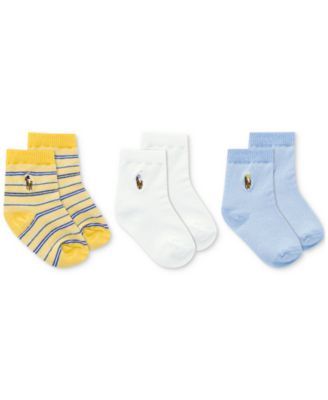 Baby Boys Oxford Stripe Crew Socks, 3-Pack
