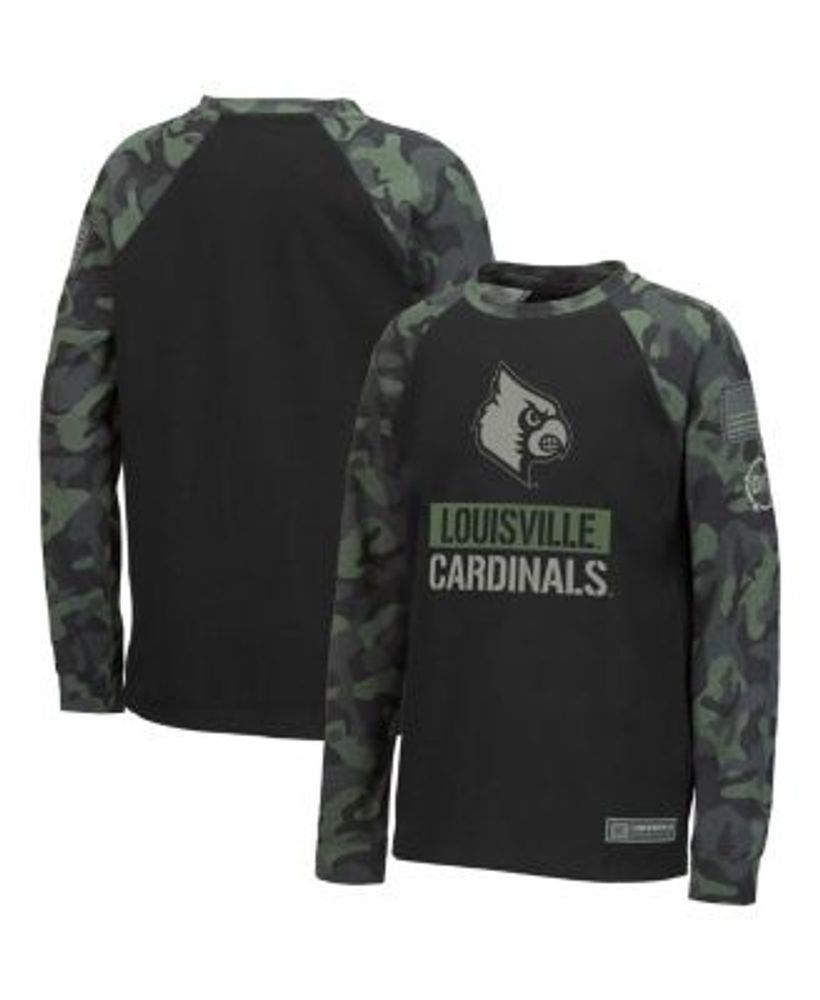 Colosseum Youth Boys Black and Camo Louisville Cardinals OHT  Military-Inspired Appreciation Raglan Long Sleeve T-shirt