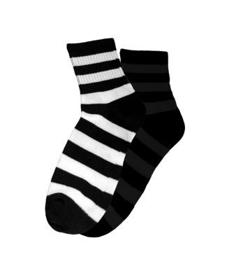 Women's Bold Black and White Stripe Crew Socks, Pack of 2