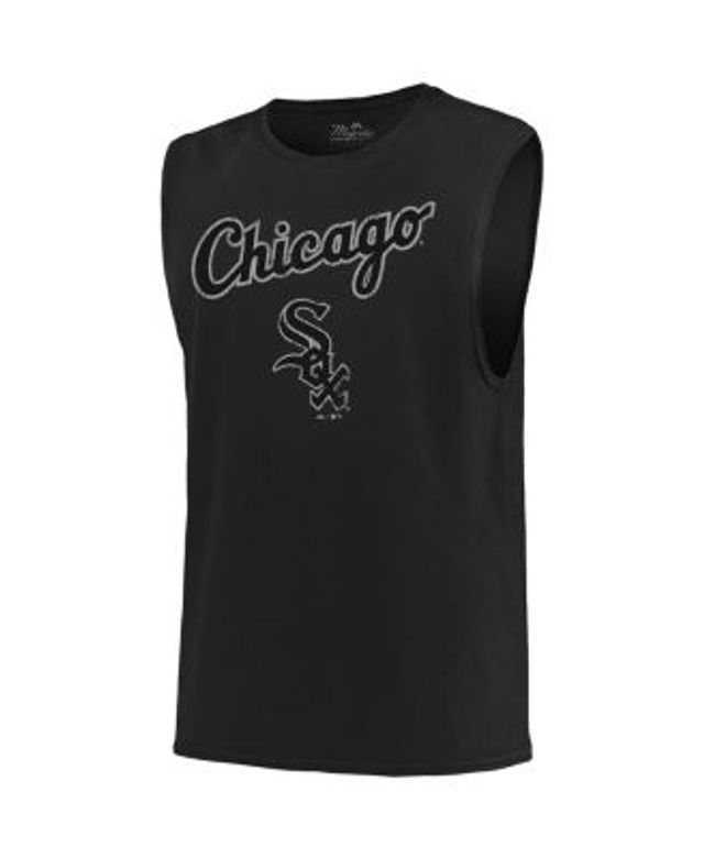 Men's Majestic Threads Black Chicago White Sox Softhand Muscle Tank Top