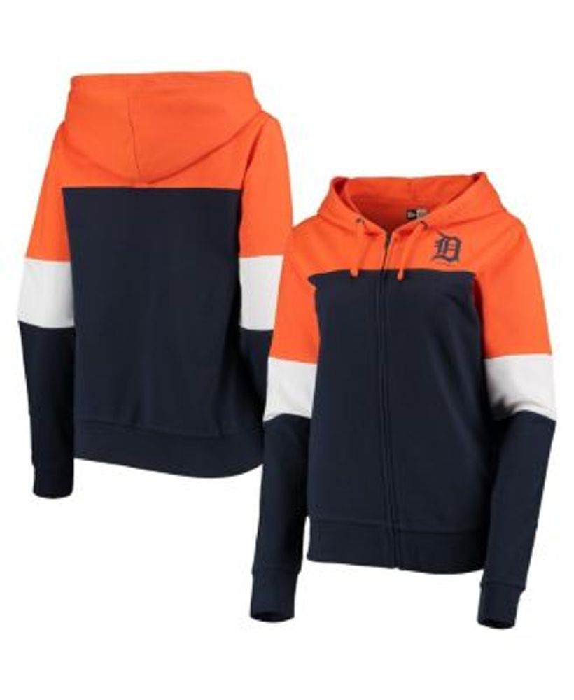 Women's New Era Navy/Orange Denver Broncos Throwback Colorblock Full-Zip Hoodie Size: Small