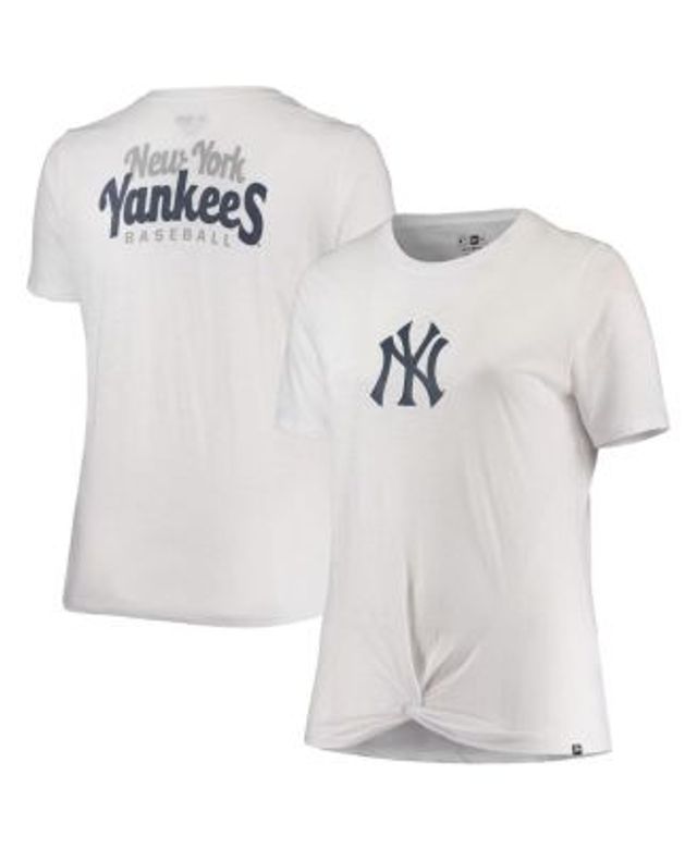 Profile Women's White, Navy New York Yankees Plus Size Notch Neck T-shirt -  Macy's