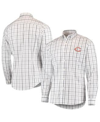 Men's Antigua White/Gray Cleveland Browns Keen Long Sleeve Button-Down Shirt