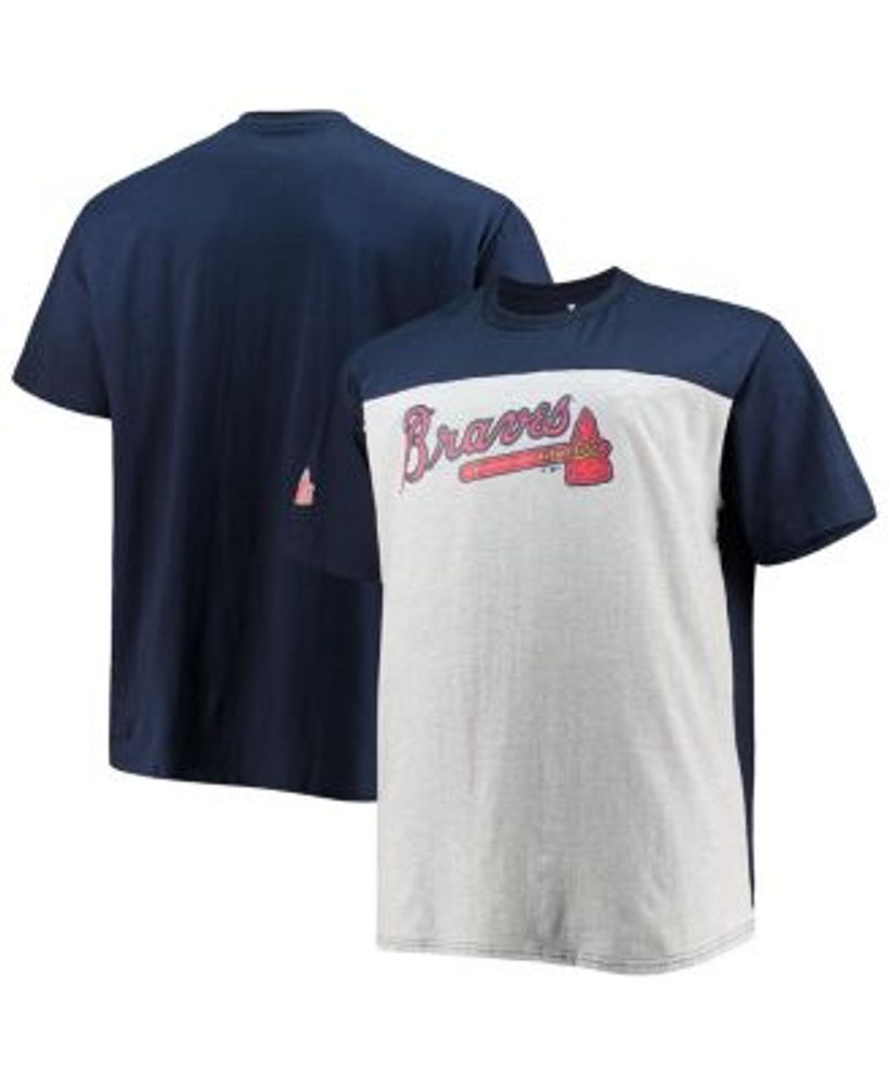 Fanatics Men's Branded Navy and Gray Atlanta Braves Big Tall Colorblock  T-shirt