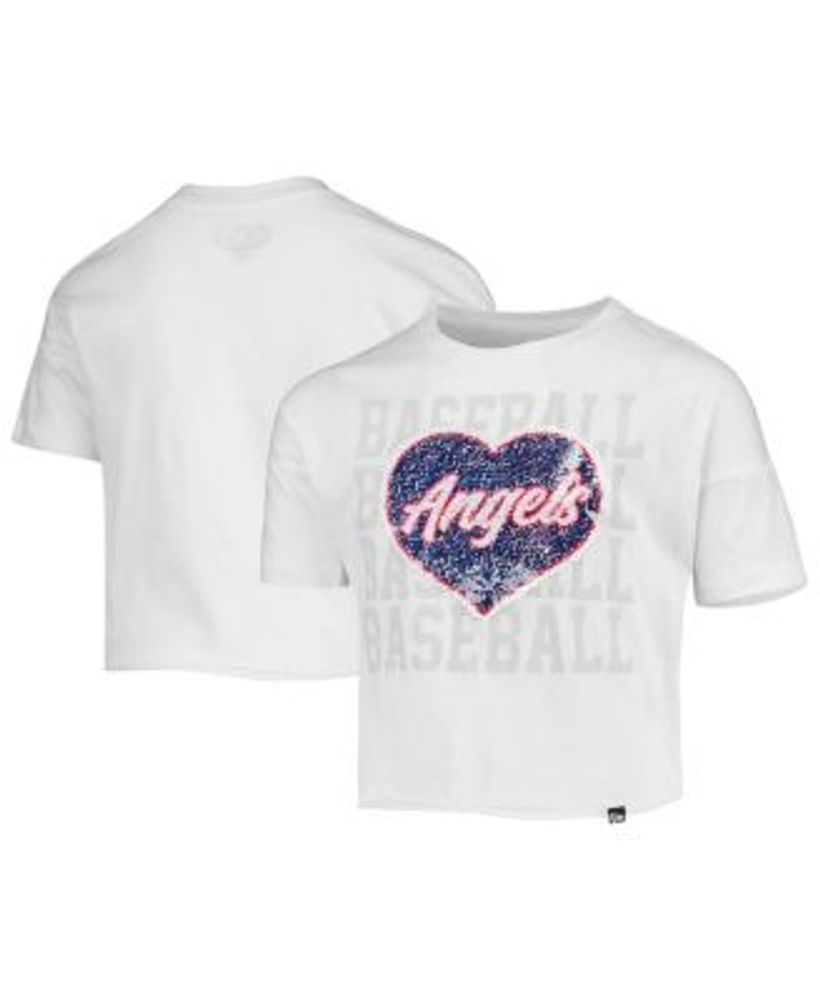 New Era Youth Girls White Los Angeles Angels Flip Sequin Heart