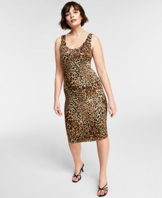 Cheetah-Print Sleeveless Bodycon Midi Dress, Created for Macy's