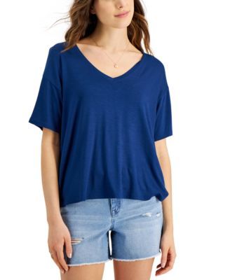 Style &  Co Drapey V-Neck T-Shirt, Created for Macy's