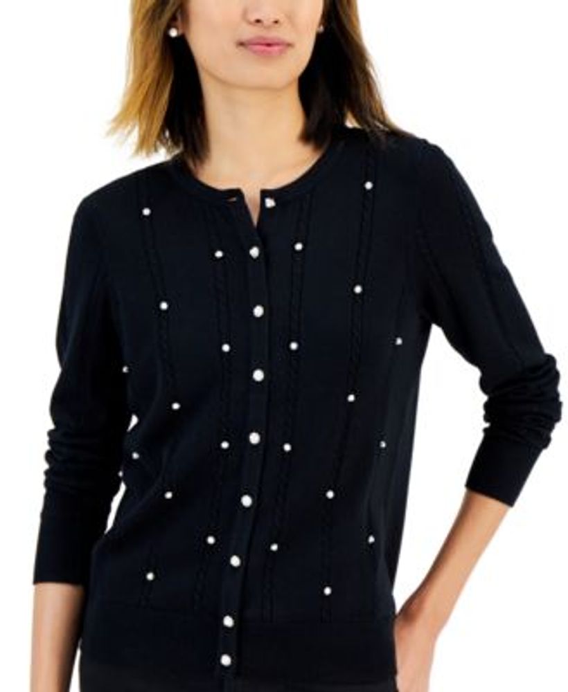 Women's Embellished Crewneck Cardigan, Created for Macy's