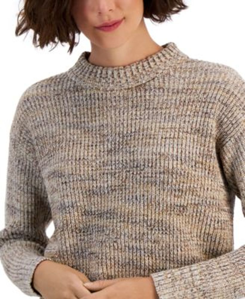 Petite Space-Dye Crewneck Pullover Sweater, Created for Macy's