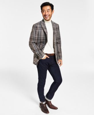 Men's Classic-Fit Ultraflex Stretch Plaid Wool Blazer
