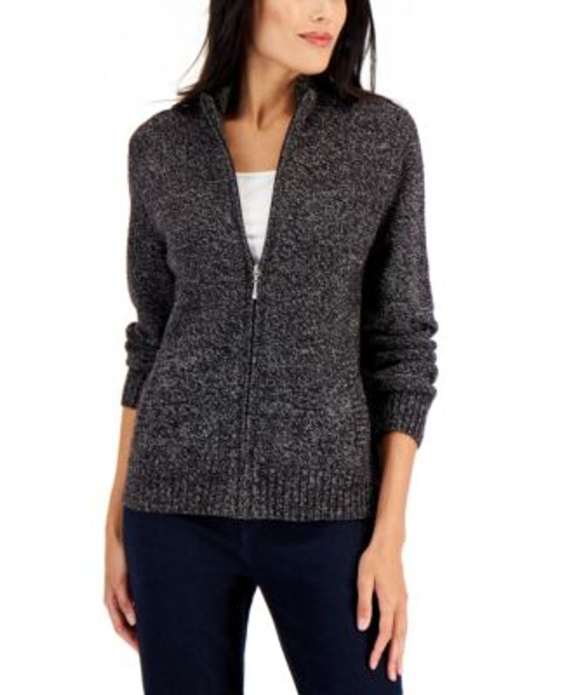 karen scott zip front sweater