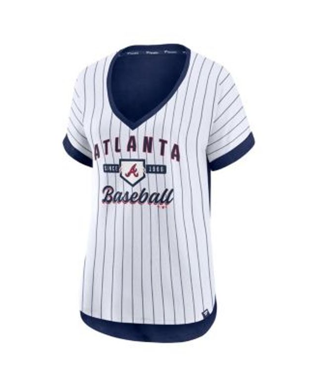 Atlanta Braves Crew Neck Pinstripes Jersey Shirt Ladies Medium