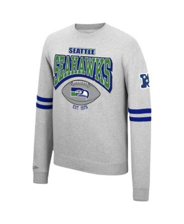 Men's Mitchell & Ness Heather Gray Seattle Seahawks Big and Tall Allover Print Pullover Sweatshirt Heathered Gray