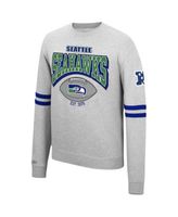 Men's Mitchell & Ness Heather Gray Seattle Seahawks Big and Tall Allover Print Pullover Sweatshirt Heathered Gray