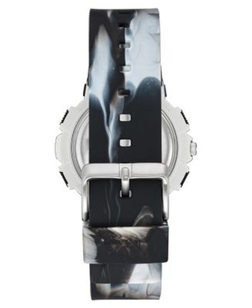 Women's Black and White Plastic Strap Digital Watch, 50mm