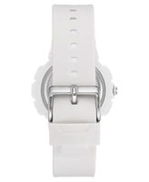 Women's White Plastic Strap Digital Watch, 50mm