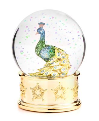 Holiday Lane Jewel Tones Glass Peacock Waterglobe with Resin Base Christmas Décor, Created for Macy's