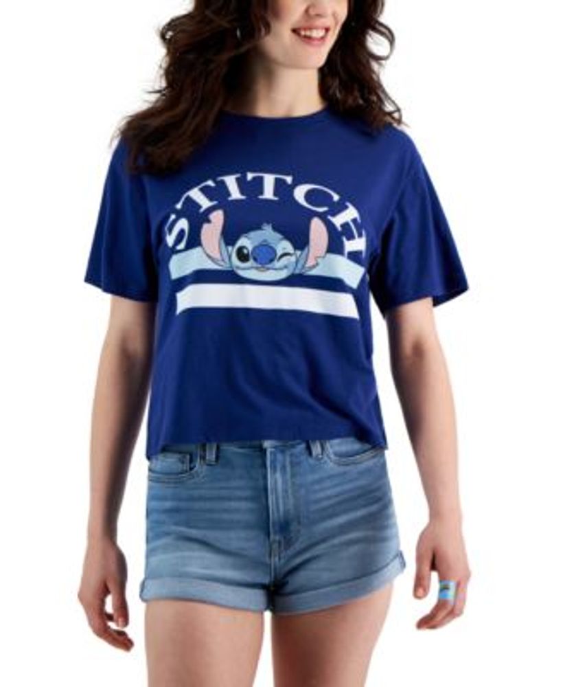 Juniors’ Stitch Stripe Cropped T-Shirt