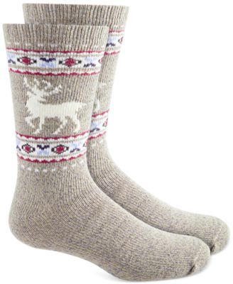 Men's Deer Geo Stripe Fleece-Lined Socks, Created for Macy's 