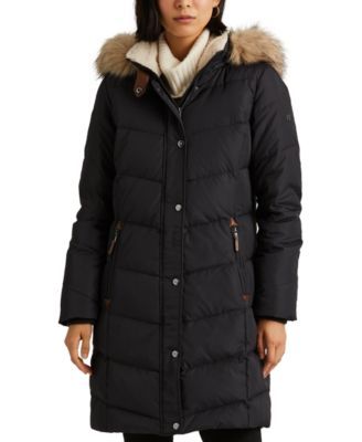Women's Faux-Fur-Trim Hooded Down Puffer Coat, Created for Macy's