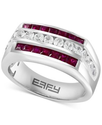 EFFY® Men's Ruby (1-3/8 ct. t.w.) & White Sapphire (1-1/3 ct. t.w.) Ring in Sterling Silver 